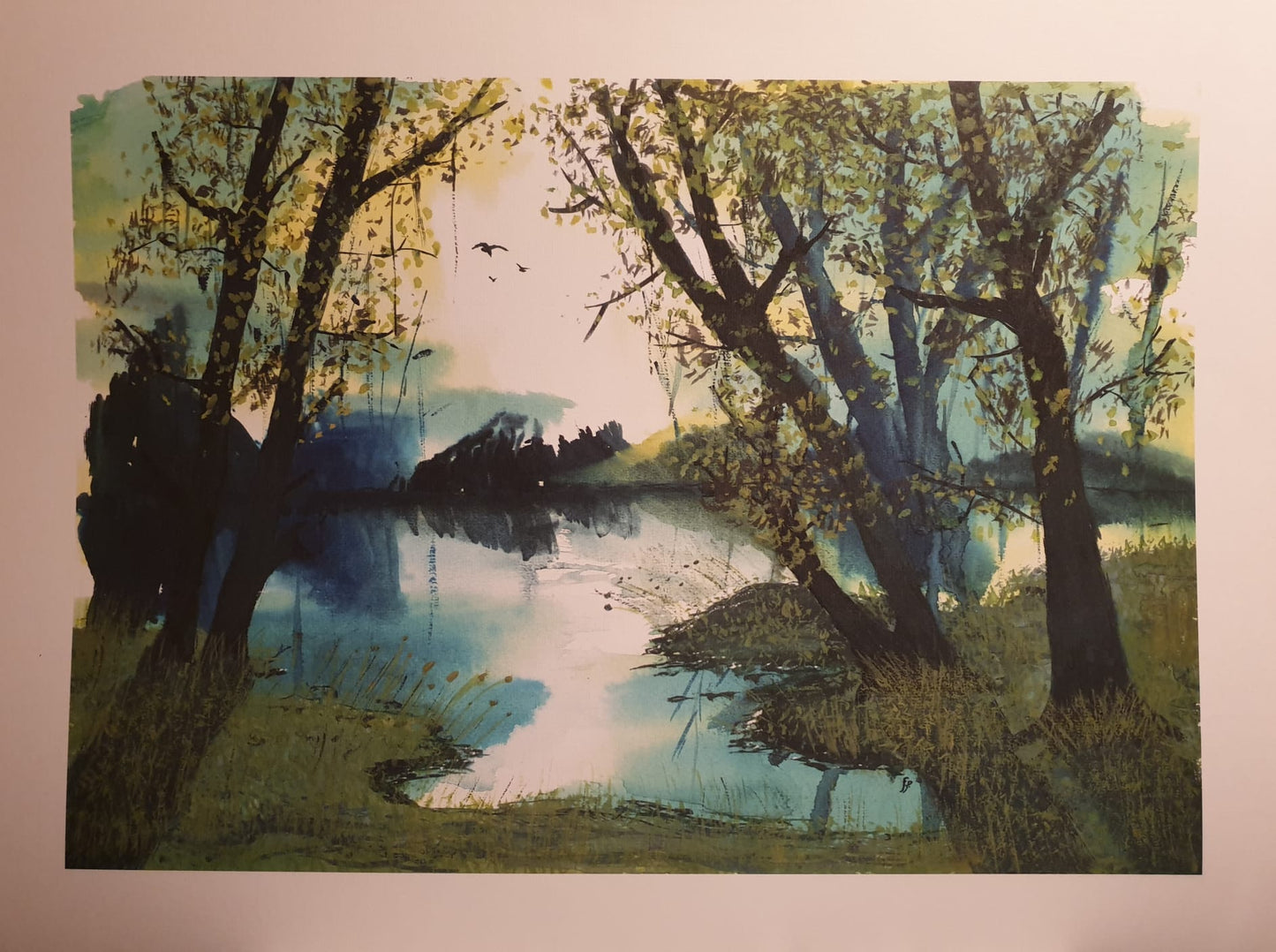 „Morgenluft“ 70x50cm, Druck sur hochwertigem Strukturpapier, 300g/qm, Peinture aquarelle