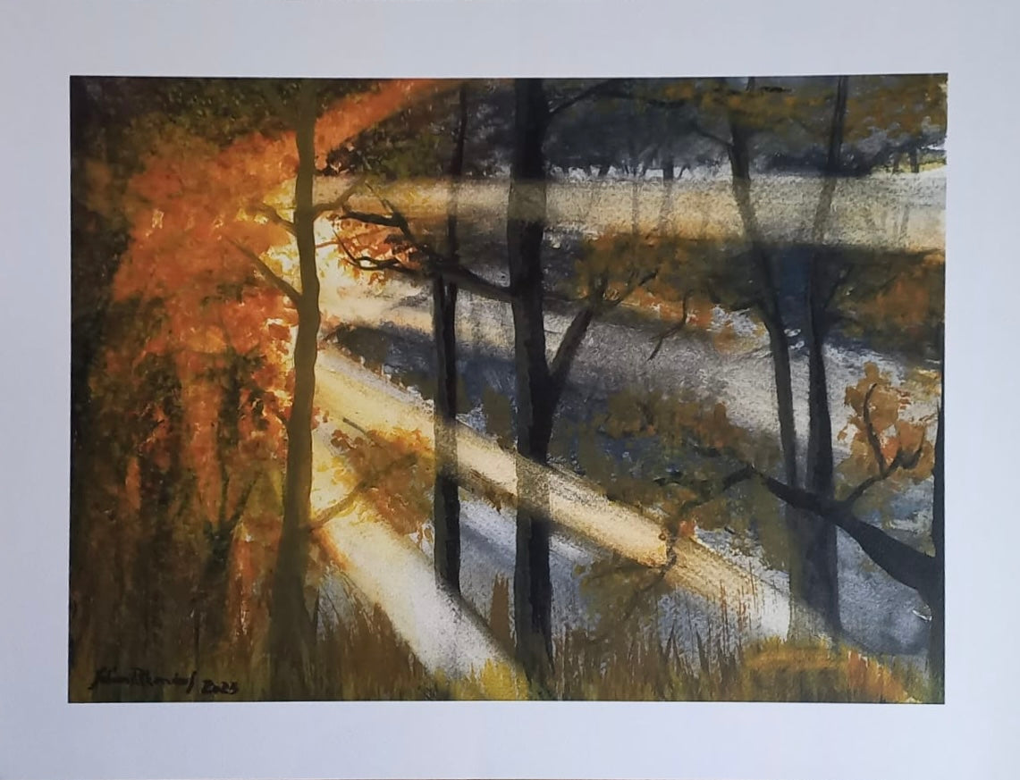 "Licht im Augenblick" 70x50cm, Druck sur hochwertigem Strukturpapier, 300g/qm, Peinture aquarelle
