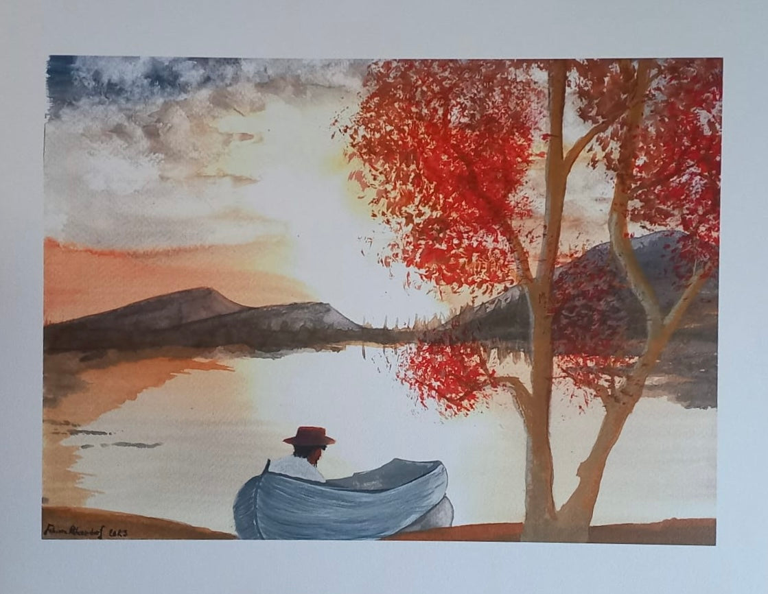 "Licht und Ruhe" 70x50cm, Druck sur hochwertigem Strukturpapier, 300g/qm, Peinture aquarelle